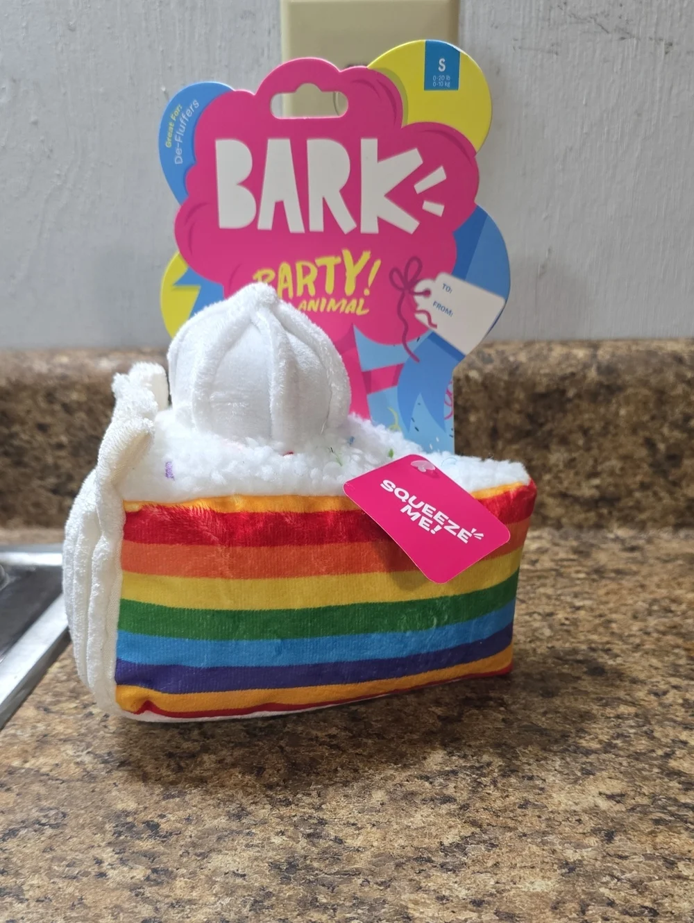 Bark  Party Animal Rainbow Slice Plush Dog Toy Size Small 0-20 Pounds  NWT
